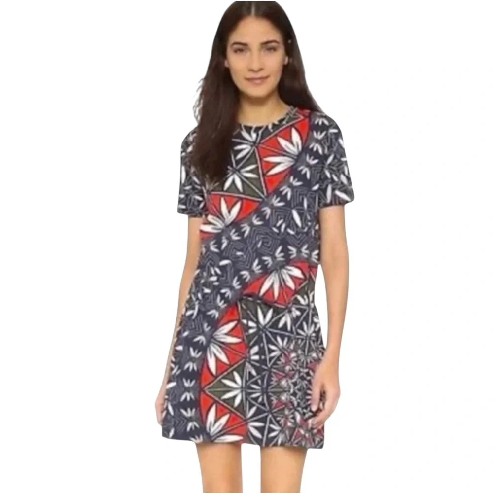 TORY BURCH Acoma Pottery Pima Cotton Drawstring Mini Dress Size Small — TEMPTING
